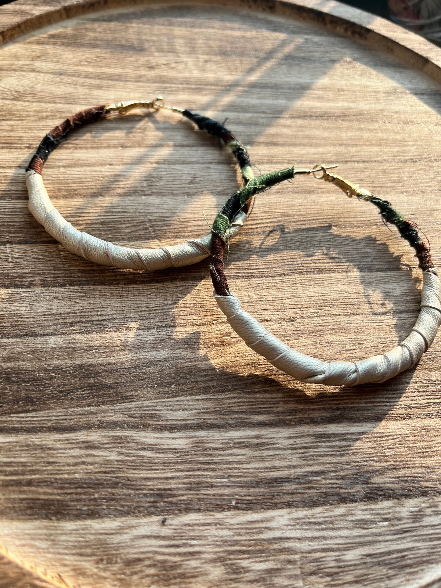 Camo and Leather hoops