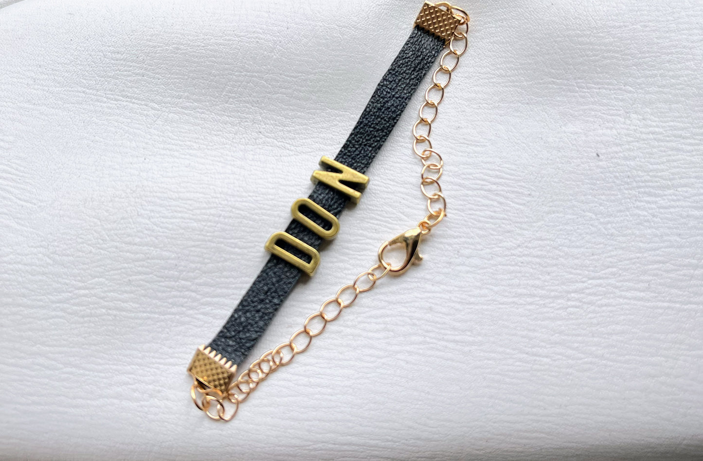 Leather initial bracelet